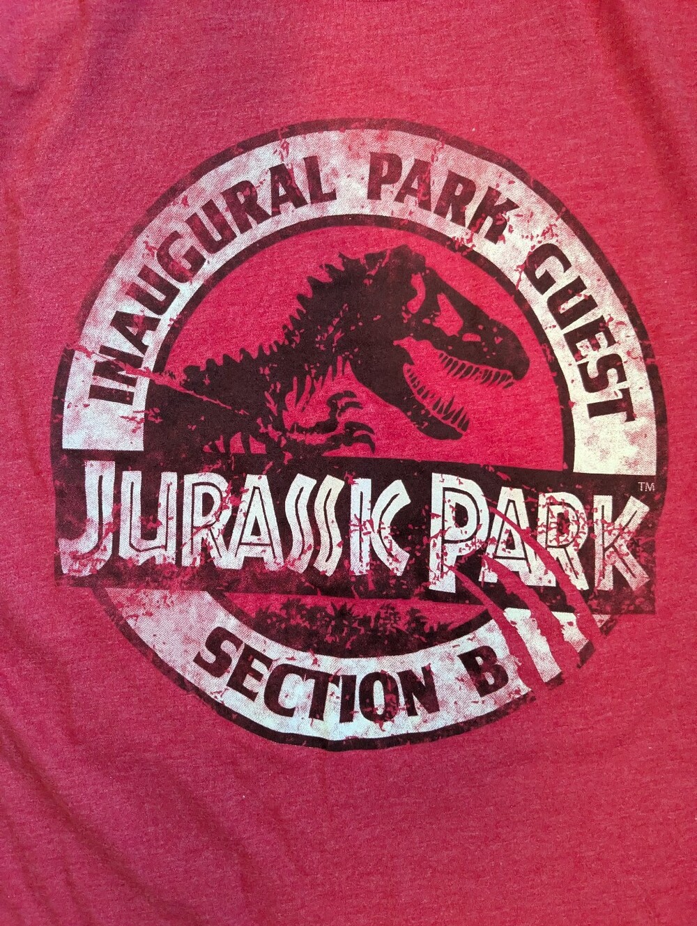 Universal Studios Jurassic Park Inaugural Park Guest Red Men's Tee Size L - NWT.
